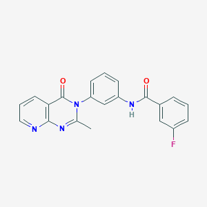 molecular formula C21H15FN4O2 B2837450 3-氟-N-[3-(2-甲基-4-氧代吡啶并[2,3-d]嘧啶-3-基)苯基]苯甲酰胺 CAS No. 941880-13-3