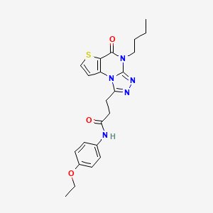 molecular formula C22H25N5O3S B2837469 3-(4-butyl-5-oxo-4,5-dihydrothieno[2,3-e][1,2,4]triazolo[4,3-a]pyrimidin-1-yl)-N-(4-ethoxyphenyl)propanamide CAS No. 1190012-94-2