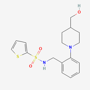 molecular formula C17H22N2O3S2 B2837470 N-{2-[4-(hydroxymethyl)piperidino]benzyl}-2-thiophenesulfonamide CAS No. 860650-30-2