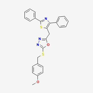 4-[({5-[(2,4-Diphenyl-1,3-thiazol-5-yl)methyl]-1,3,4-oxadiazol-2-yl}sulfanyl)methyl]phenyl methyl ether