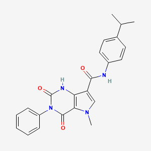 molecular formula C23H22N4O3 B2837479 N-(4-isopropylphenyl)-5-methyl-2,4-dioxo-3-phenyl-2,3,4,5-tetrahydro-1H-pyrrolo[3,2-d]pyrimidine-7-carboxamide CAS No. 923233-94-7