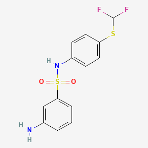 molecular formula C13H12F2N2O2S2 B2837491 3-amino-N-{4-[(difluoromethyl)sulfanyl]phenyl}benzene-1-sulfonamide CAS No. 328028-32-6