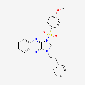 molecular formula C24H22N4O3S B2837505 1-((4-methoxyphenyl)sulfonyl)-3-phenethyl-2,3-dihydro-1H-imidazo[4,5-b]quinoxaline CAS No. 844851-71-4