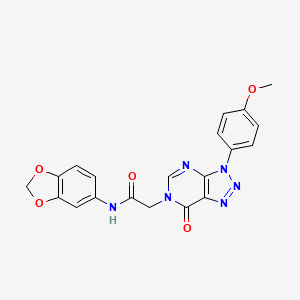 molecular formula C20H16N6O5 B2837510 N-(苯并[d][1,3]二噁杂环-5-基)-2-(3-(4-甲氧苯基)-7-氧代-3H-[1,2,3]三唑并[4,5-d]嘧啶-6(7H)-基)乙酰胺 CAS No. 847387-00-2