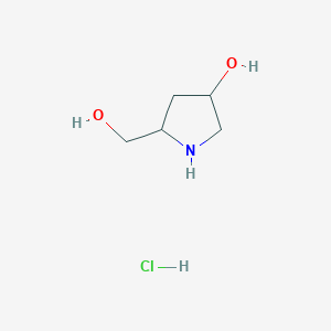 molecular formula C5H12ClNO2 B2837513 5-(Hydroxymethyl)pyrrolidin-3-ol hydrochloride CAS No. 1423026-02-1