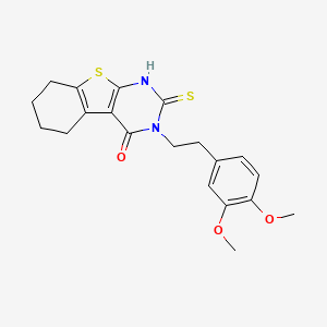molecular formula C20H22N2O3S2 B2837519 3-[2-(3,4-dimethoxyphenyl)ethyl]-2-sulfanyl-5,6,7,8-tetrahydro[1]benzothieno[2,3-d]pyrimidin-4(3H)-one CAS No. 588696-73-5