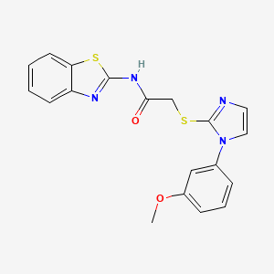 molecular formula C19H16N4O2S2 B2837521 N-(benzo[d]thiazol-2-yl)-2-((1-(3-methoxyphenyl)-1H-imidazol-2-yl)thio)acetamide CAS No. 851132-35-9