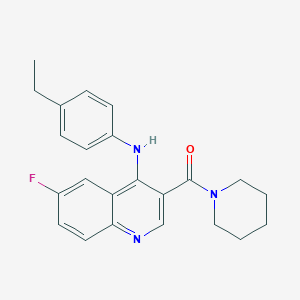 molecular formula C23H24FN3O B2837522 (4-((4-Ethylphenyl)amino)-6-fluoroquinolin-3-yl)(piperidin-1-yl)methanone CAS No. 1357782-58-1