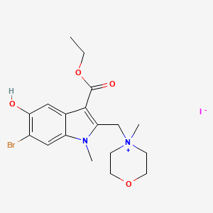 molecular formula C18H24BrIN2O4 B2837525 4-((6-bromo-3-(ethoxycarbonyl)-5-hydroxy-1-methyl-1H-indol-2-yl)methyl)-4-methylmorpholin-4-ium iodide CAS No. 1104732-15-1