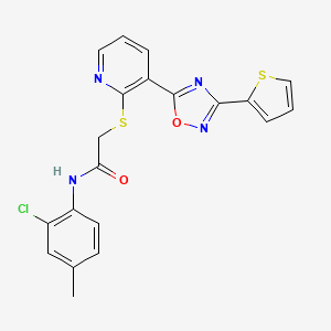 N-(2-chloro-4-methylphenyl)-2-((3-(3-(thiophen-2-yl)-1,2,4-oxadiazol-5-yl)pyridin-2-yl)thio)acetamide