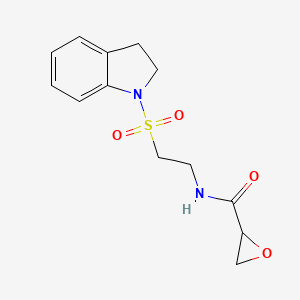 molecular formula C13H16N2O4S B2837542 N-[2-(2,3-Dihydroindol-1-ylsulfonyl)ethyl]oxirane-2-carboxamide CAS No. 2418733-09-0