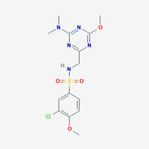 molecular formula C14H18ClN5O4S B2837544 3-chloro-N-((4-(dimethylamino)-6-methoxy-1,3,5-triazin-2-yl)methyl)-4-methoxybenzenesulfonamide CAS No. 2034467-88-2
