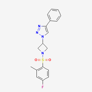 molecular formula C18H17FN4O2S B2837549 1-(1-((4-fluoro-2-methylphenyl)sulfonyl)azetidin-3-yl)-4-phenyl-1H-1,2,3-triazole CAS No. 2034618-81-8