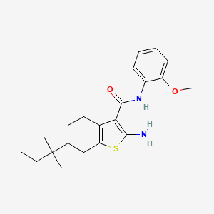 molecular formula C21H28N2O2S B2837550 2-Amino-N-(2-methoxyphenyl)-6-tert-pentyl-4,5,6,7-tetrahydrobenzo[b]thiophene-3-carboxamide CAS No. 725705-59-9