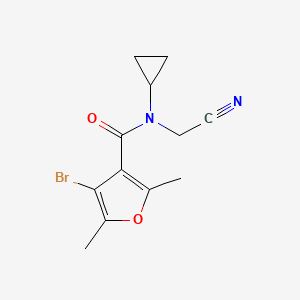 molecular formula C12H13BrN2O2 B2837552 4-Bromo-N-(cyanomethyl)-N-cyclopropyl-2,5-dimethylfuran-3-carboxamide CAS No. 2191979-39-0