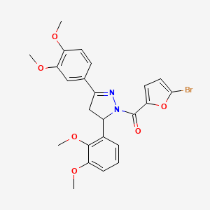 molecular formula C24H23BrN2O6 B2837554 (5-Bromofuran-2-yl)-[3-(2,3-dimethoxyphenyl)-5-(3,4-dimethoxyphenyl)-3,4-dihydropyrazol-2-yl]methanone CAS No. 384376-92-5