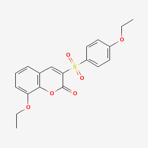 molecular formula C19H18O6S B2837559 8-乙氧基-3-(4-乙氧基苯基)磺酰基香豆素-2-酮 CAS No. 904449-70-3