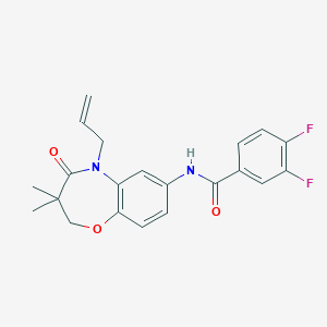 molecular formula C21H20F2N2O3 B2837568 N-(5-allyl-3,3-dimethyl-4-oxo-2,3,4,5-tetrahydrobenzo[b][1,4]oxazepin-7-yl)-3,4-difluorobenzamide CAS No. 921790-99-0