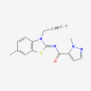 (E)-1-methyl-N-(6-methyl-3-(prop-2-yn-1-yl)benzo[d]thiazol-2(3H)-ylidene)-1H-pyrazole-5-carboxamide