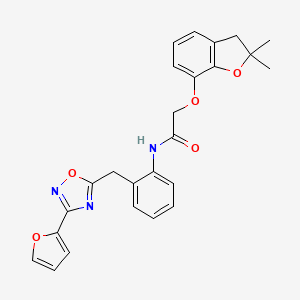 molecular formula C25H23N3O5 B2837575 2-((2,2-二甲基-2,3-二氢苯并呋喃-7-基)氧)-N-(2-((3-(呋喃-2-基)-1,2,4-噁二唑-5-基)甲基)苯基)乙酰胺 CAS No. 1797304-10-9