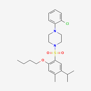 molecular formula C24H33ClN2O3S B2837579 1-[2-Butoxy-4-methyl-5-(propan-2-yl)benzenesulfonyl]-4-(2-chlorophenyl)piperazine CAS No. 941232-52-6