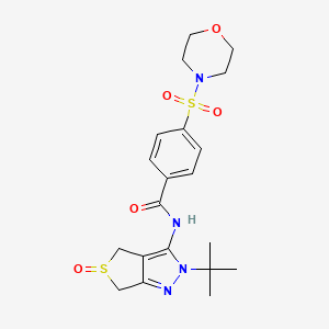 molecular formula C20H26N4O5S2 B2837581 N-(2-tert-butyl-5-oxo-4,6-dihydrothieno[3,4-c]pyrazol-3-yl)-4-morpholin-4-ylsulfonylbenzamide CAS No. 958611-65-9