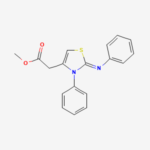 molecular formula C18H16N2O2S B2837582 Methyl 2-(3-phenyl-2-phenylimino-1,3-thiazol-4-yl)acetate CAS No. 327090-87-9