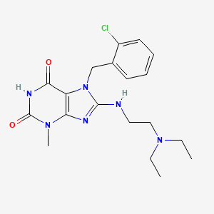 molecular formula C19H25ClN6O2 B2837585 7-(2-chlorobenzyl)-8-{[2-(diethylamino)ethyl]amino}-3-methyl-3,7-dihydro-1H-purine-2,6-dione CAS No. 476482-11-8