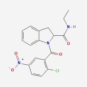 molecular formula C18H16ClN3O4 B2837594 1-(2-chloro-5-nitrobenzoyl)-N-ethylindoline-2-carboxamide CAS No. 1103515-39-4