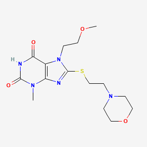 molecular formula C15H23N5O4S B2837595 7-(2-methoxyethyl)-3-methyl-8-((2-morpholinoethyl)thio)-1H-purine-2,6(3H,7H)-dione CAS No. 442865-16-9