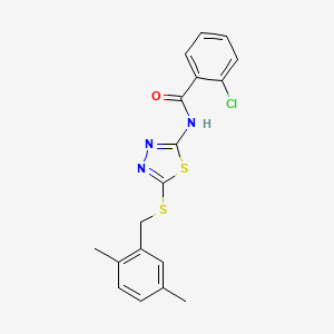molecular formula C18H16ClN3OS2 B2837607 2-chloro-N-(5-((2,5-dimethylbenzyl)thio)-1,3,4-thiadiazol-2-yl)benzamide CAS No. 868976-70-9