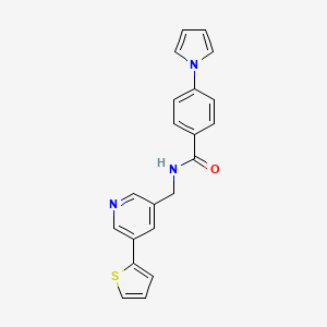 molecular formula C21H17N3OS B2837608 4-(1H-pyrrol-1-yl)-N-((5-(thiophen-2-yl)pyridin-3-yl)methyl)benzamide CAS No. 2034252-19-0