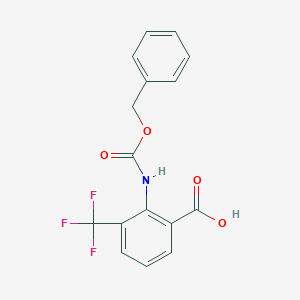 molecular formula C16H12F3NO4 B2837610 2-(Phenylmethoxycarbonylamino)-3-(trifluoromethyl)benzoic acid CAS No. 778601-68-6