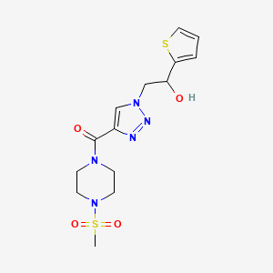 molecular formula C14H19N5O4S2 B2837614 (1-(2-hydroxy-2-(thiophen-2-yl)ethyl)-1H-1,2,3-triazol-4-yl)(4-(methylsulfonyl)piperazin-1-yl)methanone CAS No. 2034445-29-7