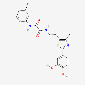 molecular formula C22H22FN3O4S B2837618 N-{2-[2-(3,4-dimethoxyphenyl)-4-methyl-1,3-thiazol-5-yl]ethyl}-N'-(3-fluorophenyl)ethanediamide CAS No. 894016-40-1
