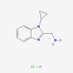 molecular formula C11H14ClN3 B2837629 (1-Cyclopropylbenzimidazol-2-yl)methanamine;hydrochloride CAS No. 2460756-27-6