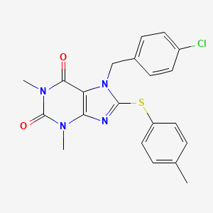 molecular formula C21H19ClN4O2S B2837635 7-(4-chlorobenzyl)-1,3-dimethyl-8-(p-tolylthio)-1H-purine-2,6(3H,7H)-dione CAS No. 867041-03-0