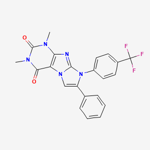 molecular formula C22H16F3N5O2 B2837642 2,4-Dimethyl-7-phenyl-6-[4-(trifluoromethyl)phenyl]purino[7,8-a]imidazole-1,3-dione CAS No. 922482-99-3