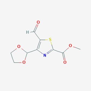 molecular formula C9H9NO5S B2837647 甲基 4-(1,3-二氧杂环戊烷-2-基)-5-甲酰基-1,3-噻唑-2-羧酸甲酯 CAS No. 2248411-79-0
