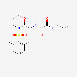 molecular formula C20H31N3O5S B2837665 N1-isobutyl-N2-((3-(mesitylsulfonyl)-1,3-oxazinan-2-yl)methyl)oxalamide CAS No. 872976-10-8