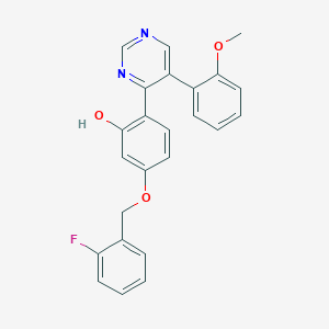 molecular formula C24H19FN2O3 B2837676 5-[(2-Fluorophenyl)methoxy]-2-[5-(2-methoxyphenyl)pyrimidin-4-yl]phenol CAS No. 877783-16-9