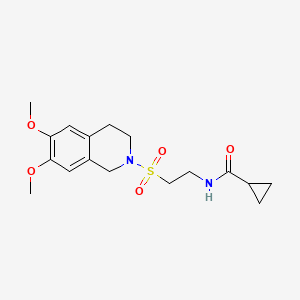 molecular formula C17H24N2O5S B2837677 N-(2-((6,7-二甲氧基-3,4-二氢异喹啉-2(1H)-基)磺酰基)乙基)环丙烷甲酸酰胺 CAS No. 922120-26-1