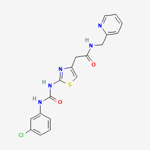 molecular formula C18H16ClN5O2S B2837687 2-[2-[(3-氯苯基)氨基]噻唑-4-基]-N-(2-吡啶甲基)乙酰胺 CAS No. 897621-22-6