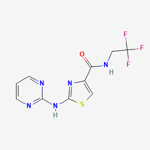 molecular formula C10H8F3N5OS B2837688 2-(pyrimidin-2-ylamino)-N-(2,2,2-trifluoroethyl)thiazole-4-carboxamide CAS No. 1251576-05-2