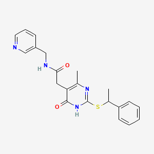 2-(4-methyl-6-oxo-2-((1-phenylethyl)thio)-1,6-dihydropyrimidin-5-yl)-N-(pyridin-3-ylmethyl)acetamide
