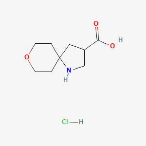 molecular formula C9H16ClNO3 B2837698 8-氧杂-1-氮杂螺[4.5]癸烷-3-羧酸；盐酸盐 CAS No. 2287334-74-9