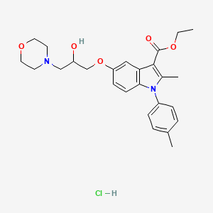 molecular formula C26H33ClN2O5 B2837706 ethyl 5-(2-hydroxy-3-morpholinopropoxy)-2-methyl-1-(p-tolyl)-1H-indole-3-carboxylate hydrochloride CAS No. 1215406-41-9