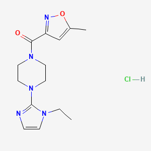 molecular formula C14H20ClN5O2 B2837712 (4-(1-ethyl-1H-imidazol-2-yl)piperazin-1-yl)(5-methylisoxazol-3-yl)methanone hydrochloride CAS No. 1351660-78-0