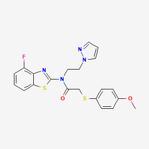 molecular formula C21H19FN4O2S2 B2837714 N-(2-(1H-pyrazol-1-yl)ethyl)-N-(4-fluorobenzo[d]thiazol-2-yl)-2-((4-methoxyphenyl)thio)acetamide CAS No. 1172265-79-0