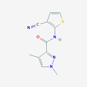 molecular formula C11H10N4OS B2837720 N-(3-cyanothiophen-2-yl)-1,4-dimethyl-1H-pyrazole-3-carboxamide CAS No. 1203400-42-3